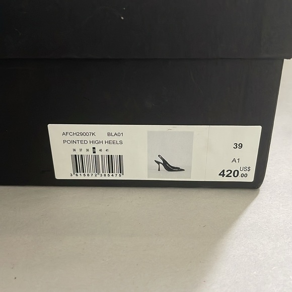 The Kooples Black Leather Pointy Toe Studded Sling Back Sandals Sz 39 US 9 New - Picture 7 of 8